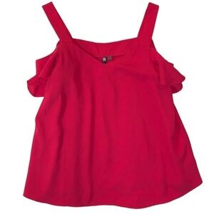 Kut from the Kloth women’s med top bright pink cold shoulder ruffle sleeve EUC